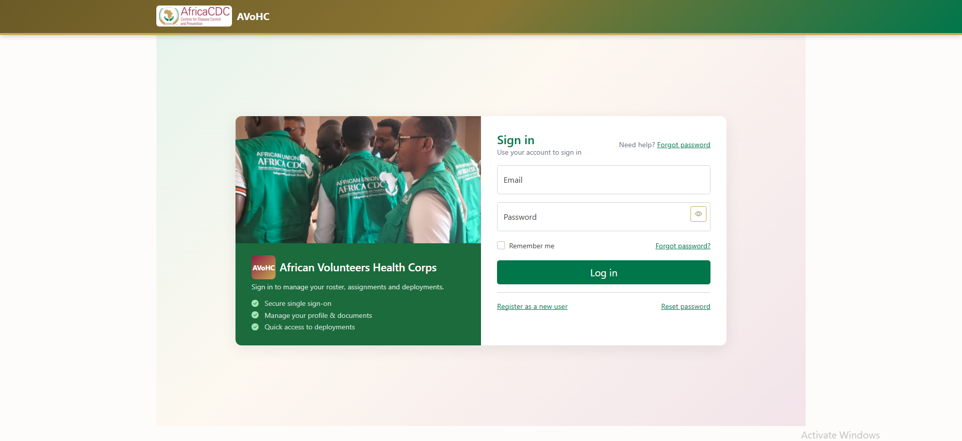 Consultancy Services – to support the upgrading of African Volunteers Health Corps Network (AVoHC-Net) platform